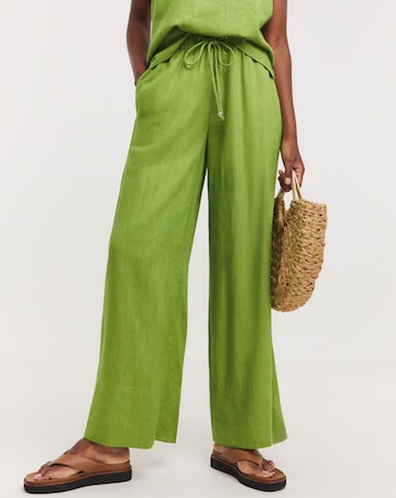 Green Linen Palazzo Trouser