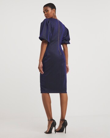 Volume Sleeve Glitter Bodycon Dress