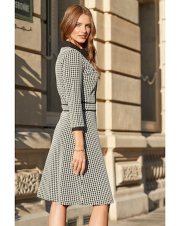 Sosandar Contrast Tipped Dogtooth Dress