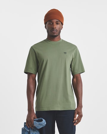 Union Embroid T-Shirt Long Length-Olive