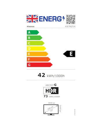 Hisense 43in 43E7NQTUK Smart 4K UHD HDR QLED TV with Amazon Alexa