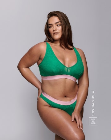 Lemonade Dolls Synergy Lace Mid Rise Knicker Emerald/Pink