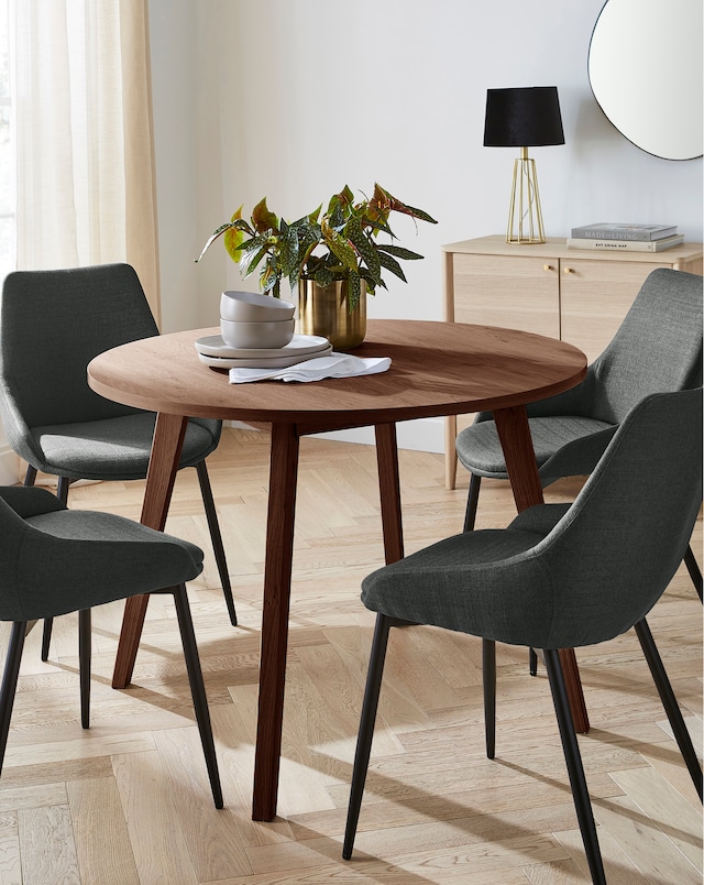 Oslo Round Dining Table with 4 Etta Fabric Chairs