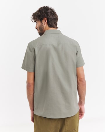 Short Sleeve Revere Linen Blend Shirt