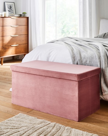 Velvet Foldable Storage Ottoman