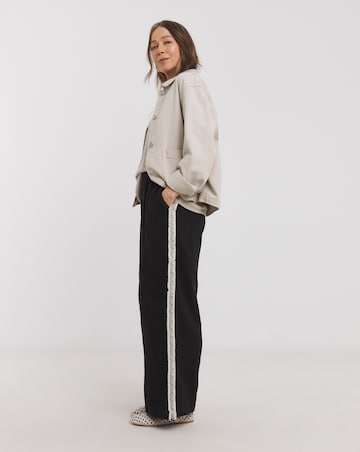 Pure Cotton Textured Trim Border Wide Leg Trousers