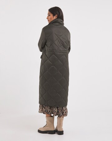 Khaki Longline Quilted Jacket