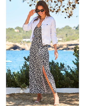 Sosandar Spot Print Split Detail Jersey Maxi Dress