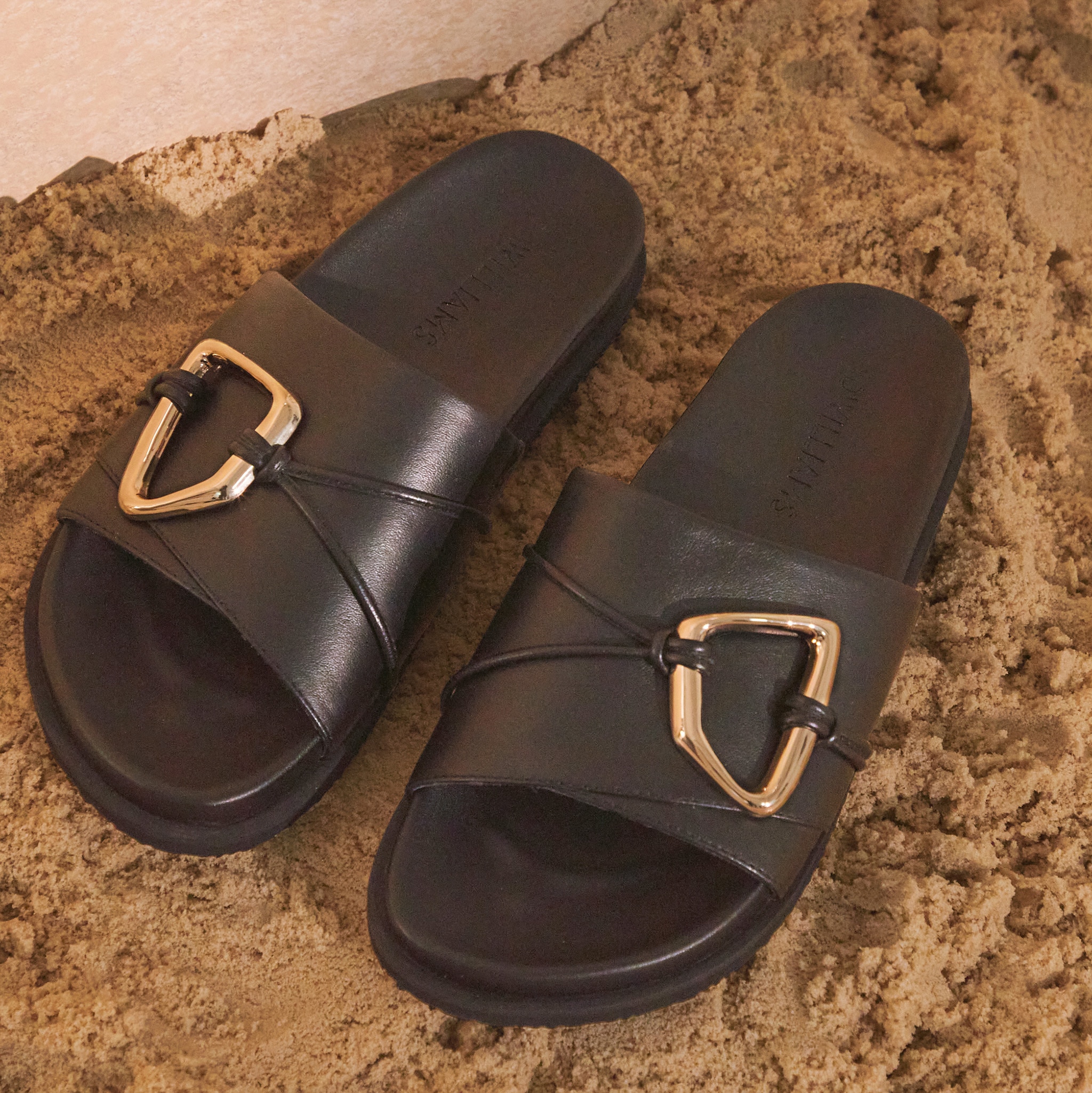 Close-up of brown leather sandals