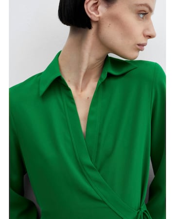 Mango Green Wrap Front Bilma Midi Dress