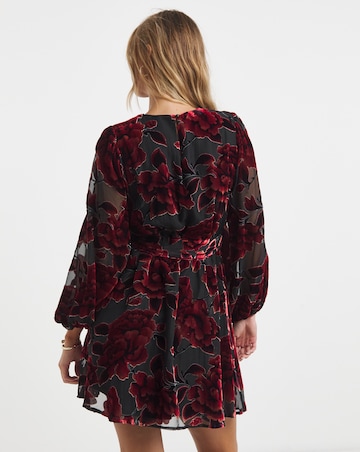 Simply Be Red Burnout Devoure Godet Skater Dress