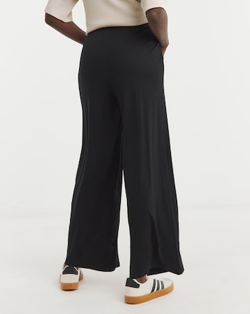 2 Pack Black Jersey Wide Leg Trousers