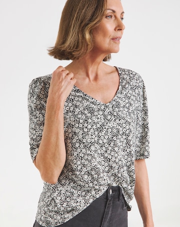 V Neck Puff Detail Short Sleeve Top