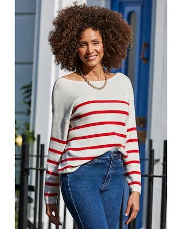 Sosandar Stripe Bow Back Detail Jumper