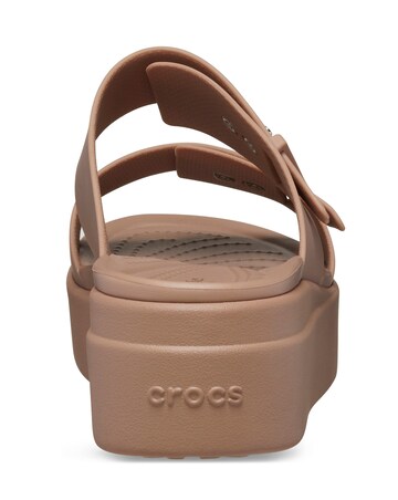 Crocs Latte Brooklyn Low Wedge Slider Sandals