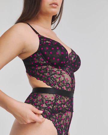 Ann Summers Hold Me Tight Planet Flocked Heart Body Black/Pink