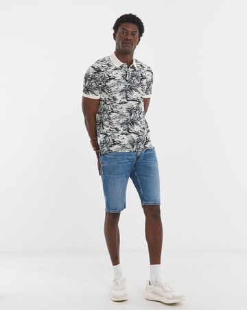 Tommy Hilfiger Printed Linen Mix Polo - Navy