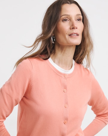 Coral Crew Neck Cardigan