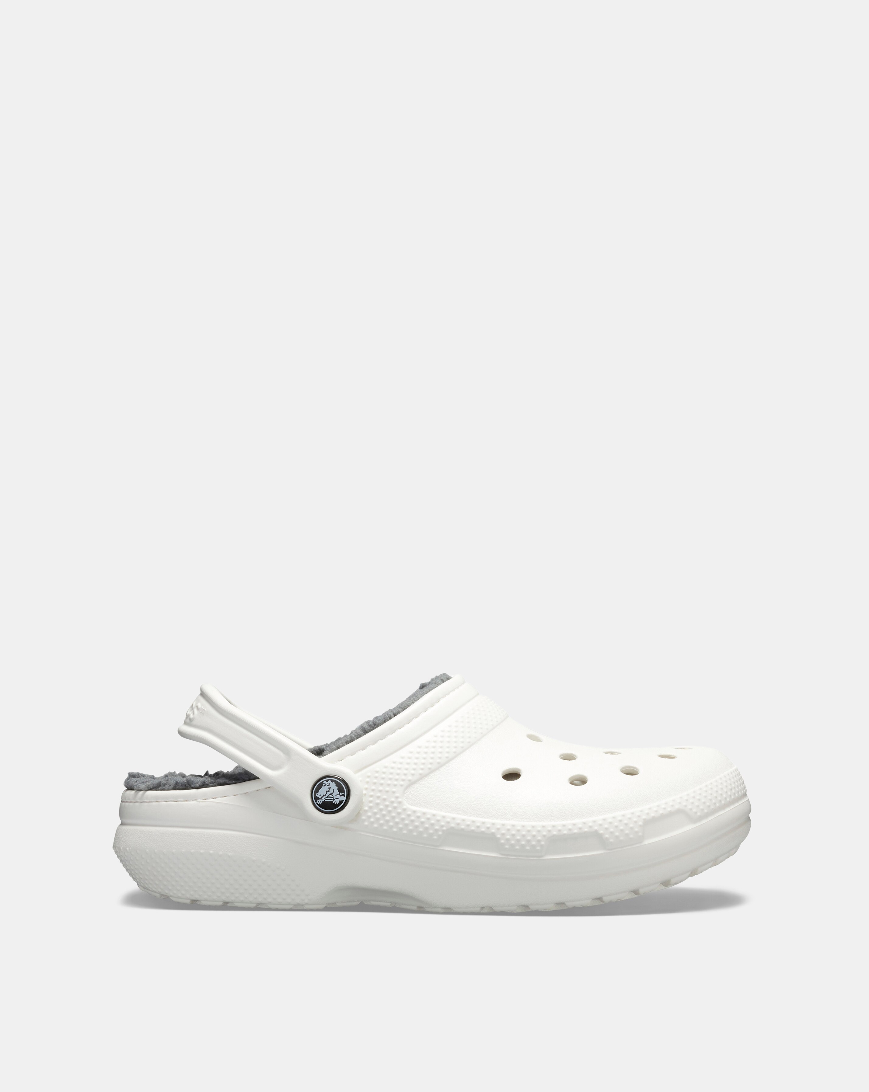 Crocs White Fleece Lined Classic Clog -Standard Fit (D)