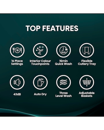 Hisense HV16CUK Fully Integrated Full Size Dishwasher 16 Place Settings Black