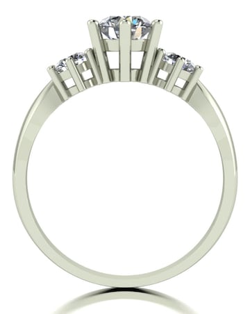 9ct White Gold 1ct Total Eq Moissanite Solitaire Ring with Moissanite Shoulders