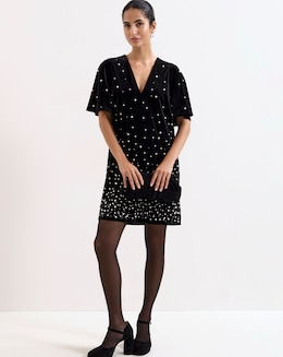 Phase Eight Pennie Velvet Pearl Tunic Dress