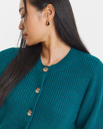 Teal Boxy Half Sleeve Cardigan