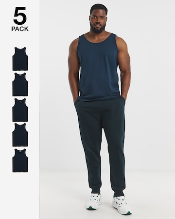 5 Pack Pure Cotton Vests- Navy