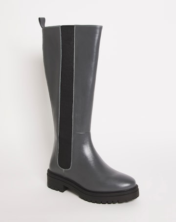 Leather High Leg Chunky Chelsea - Wide Fit (E) & Standard Calf