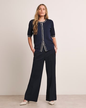 Anthology Navy Ponte Pull On Wide Leg Trouser