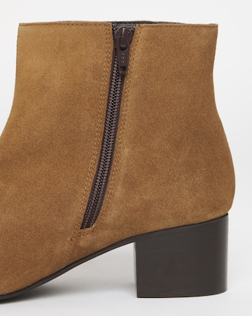 Chiba Suede Low Block Heel Ankle Boot - Wide Fit (E)