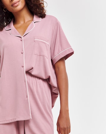 Pretty Secrets Supersoft Ribbed Button Through Pyjama Set