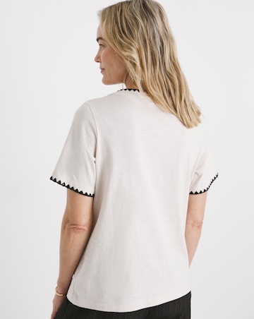 Oatmeal Crew Neck Stitch Detail Boxy T-Shirt