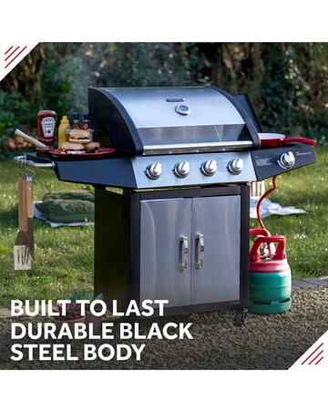 George Foreman 4+1 Burner Gas BBQ with Side Burner and Cover