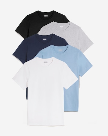 5 Pack Pure Cotton Crew Neck T-Shirts Long Length