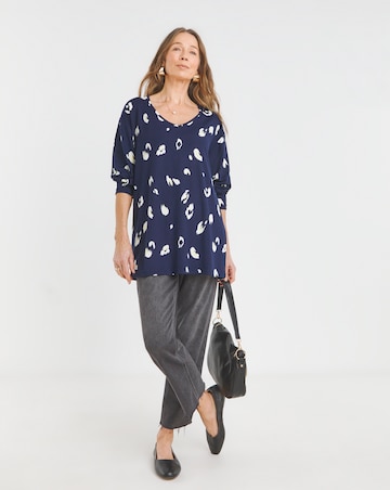 V Neck Soft Touch Animal Print Longline Top