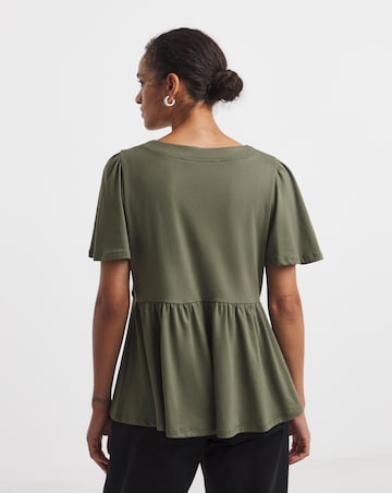 V-Neck Crochet Contrast Top