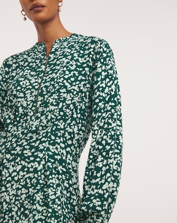 Midi Shirt Dress With Quarter Front Zip