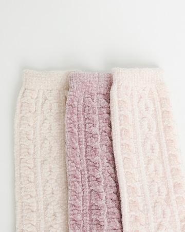 Pretty Secrets (3 Pair Pack) Thermal Cable Knit Fleece Slipper Socks