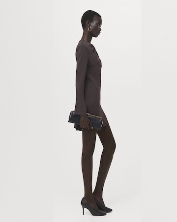 Mango Long-Sleeve Mini Dress With Draped Neck