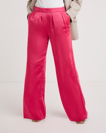 Pink Satin Trousers with Pull On Waist