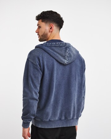 Relaxed Acid Wash Full Zip Hoodie Long