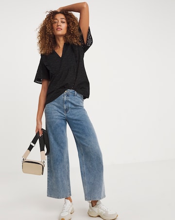 Broderie Frill Jersey Back Top