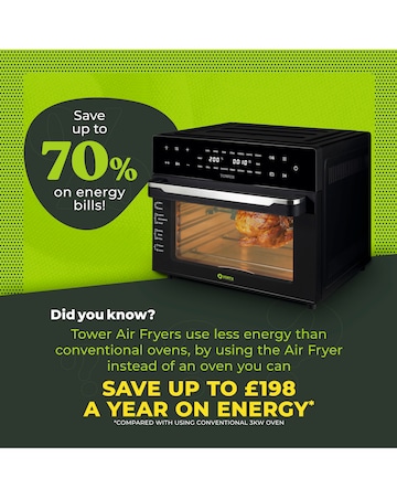 Tower Vortx 30L Air Fryer Oven with Rotisserie Function and XL Viewing Window
