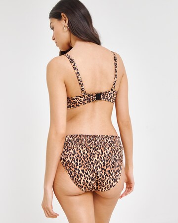 Simply Be Leopard Print Shirred Midi Bikini Bottoms