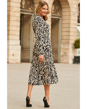 Sosandar Ikat Belted Midi Shirt Dress