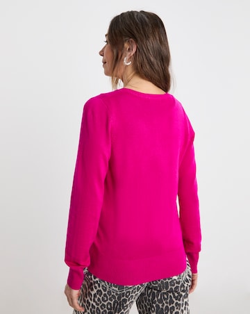 Raspberry Crew Neck Cardigan
