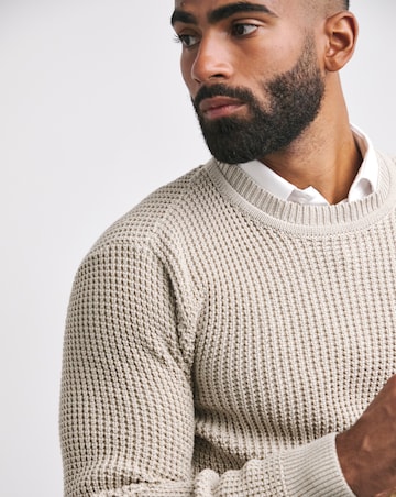 Neutral Waffle Crew Neck Jumper