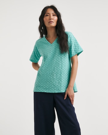 Julipa Pure Cotton Broderie V-Neck T-Shirt