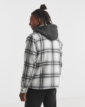 Hooded Borg Lined Check Overshirt